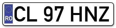 Placuta inmatriculare numar auto  CL-97-HNZ, CL 97 HNZ, CL97HNZ