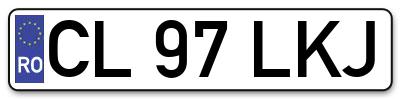 Placuta inmatriculare numar auto  CL-97-LKJ, CL 97 LKJ, CL97LKJ