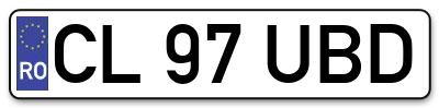Placuta inmatriculare numar auto  CL-97-UBD, CL 97 UBD, CL97UBD