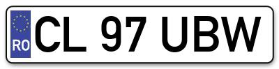 Placuta inmatriculare numar auto  CL-97-UBW, CL 97 UBW, CL97UBW