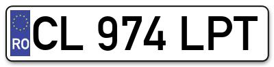 Placuta inmatriculare numar auto  CL-974-LPT, CL 974 LPT, CL974LPT