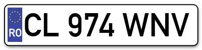 Placuta inmatriculare numar auto  CL-974-WNV, CL 974 WNV, CL974WNV