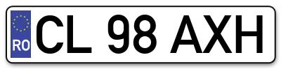 Placuta inmatriculare numar auto  CL-98-AXH, CL 98 AXH, CL98AXH