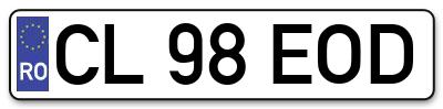 Placuta inmatriculare numar auto  CL-98-EOD, CL 98 EOD, CL98EOD