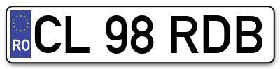 Placuta inmatriculare numar auto  CL-98-RDB, CL 98 RDB, CL98RDB