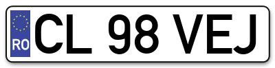 Placuta inmatriculare numar auto  CL-98-VEJ, CL 98 VEJ, CL98VEJ