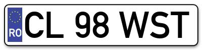 Placuta inmatriculare numar auto  CL-98-WST, CL 98 WST, CL98WST