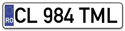 Placuta inmatriculare numar auto  CL-984-TML, CL 984 TML, CL984TML