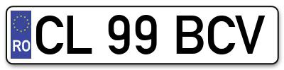 Placuta inmatriculare numar auto  CL-99-BCV, CL 99 BCV, CL99BCV