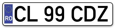Placuta inmatriculare numar auto  CL-99-CDZ, CL 99 CDZ, CL99CDZ
