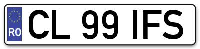 Placuta inmatriculare numar auto  CL-99-IFS, CL 99 IFS, CL99IFS