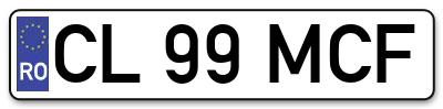 Placuta inmatriculare numar auto  CL-99-MCF, CL 99 MCF, CL99MCF