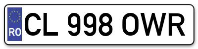 Placuta inmatriculare numar auto  CL-998-OWR, CL 998 OWR, CL998OWR