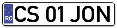 Placuta inmatriculare numar auto  CS-01-JON, CS 01 JON, CS01JON
