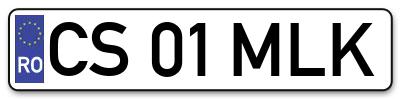 Placuta inmatriculare numar auto  CS-01-MLK, CS 01 MLK, CS01MLK