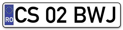 Placuta inmatriculare numar auto  CS-02-BWJ, CS 02 BWJ, CS02BWJ