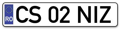 Placuta inmatriculare numar auto  CS-02-NIZ, CS 02 NIZ, CS02NIZ