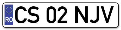 Placuta inmatriculare numar auto  CS-02-NJV, CS 02 NJV, CS02NJV