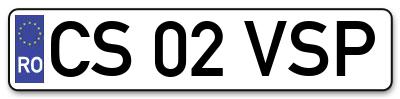 Placuta inmatriculare numar auto  CS-02-VSP, CS 02 VSP, CS02VSP