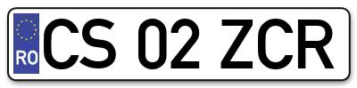 Placuta inmatriculare numar auto  CS-02-ZCR, CS 02 ZCR, CS02ZCR