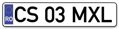 Placuta inmatriculare numar auto  CS-03-MXL, CS 03 MXL, CS03MXL