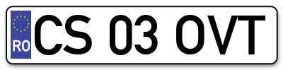 Placuta inmatriculare numar auto  CS-03-OVT, CS 03 OVT, CS03OVT