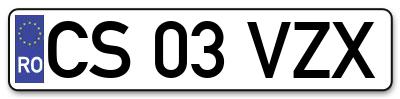 Placuta inmatriculare numar auto  CS-03-VZX, CS 03 VZX, CS03VZX