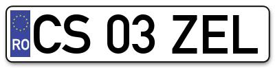 Placuta inmatriculare numar auto  CS-03-ZEL, CS 03 ZEL, CS03ZEL