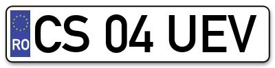 Placuta inmatriculare numar auto  CS-04-UEV, CS 04 UEV, CS04UEV