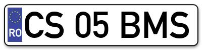 Placuta inmatriculare numar auto  CS-05-BMS, CS 05 BMS, CS05BMS