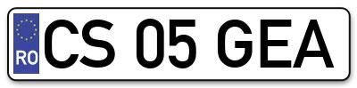 Placuta inmatriculare numar auto  CS-05-GEA, CS 05 GEA, CS05GEA