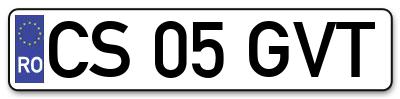 Placuta inmatriculare numar auto  CS-05-GVT, CS 05 GVT, CS05GVT