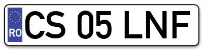 Placuta inmatriculare numar auto  CS-05-LNF, CS 05 LNF, CS05LNF