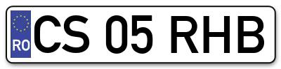 Placuta inmatriculare numar auto  CS-05-RHB, CS 05 RHB, CS05RHB