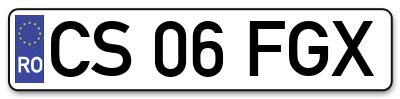 Placuta inmatriculare numar auto  CS-06-FGX, CS 06 FGX, CS06FGX