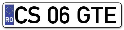 Placuta inmatriculare numar auto  CS-06-GTE, CS 06 GTE, CS06GTE