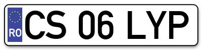 Placuta inmatriculare numar auto  CS-06-LYP, CS 06 LYP, CS06LYP