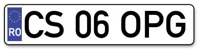 Placuta inmatriculare numar auto  CS-06-OPG, CS 06 OPG, CS06OPG