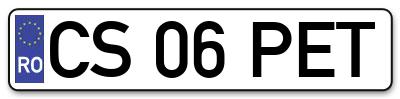 Placuta inmatriculare numar auto  CS-06-PET, CS 06 PET, CS06PET