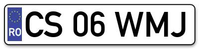 Placuta inmatriculare numar auto  CS-06-WMJ, CS 06 WMJ, CS06WMJ
