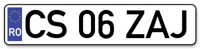 Placuta inmatriculare numar auto  CS-06-ZAJ, CS 06 ZAJ, CS06ZAJ