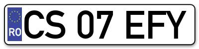 Placuta inmatriculare numar auto  CS-07-EFY, CS 07 EFY, CS07EFY