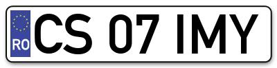 Placuta inmatriculare numar auto  CS-07-IMY, CS 07 IMY, CS07IMY