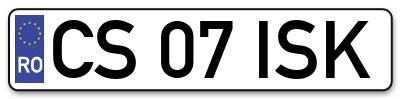 Placuta inmatriculare numar auto  CS-07-ISK, CS 07 ISK, CS07ISK