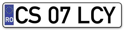 Placuta inmatriculare numar auto  CS-07-LCY, CS 07 LCY, CS07LCY