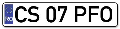 Placuta inmatriculare numar auto  CS-07-PFO, CS 07 PFO, CS07PFO