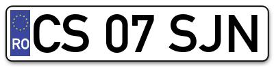 Placuta inmatriculare numar auto  CS-07-SJN, CS 07 SJN, CS07SJN