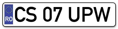 Placuta inmatriculare numar auto  CS-07-UPW, CS 07 UPW, CS07UPW