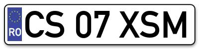 Placuta inmatriculare numar auto  CS-07-XSM, CS 07 XSM, CS07XSM