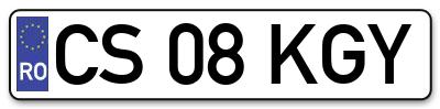 Placuta inmatriculare numar auto  CS-08-KGY, CS 08 KGY, CS08KGY